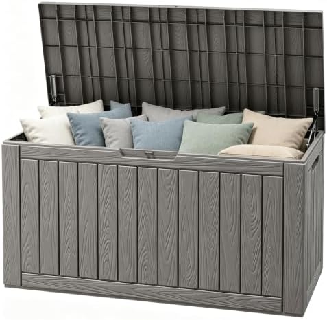 Outdoor Storage Waterproof Deck Box for Patio (110 Gallon, Grey) by Unknown