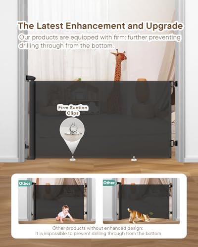 Extra Wide Retractable Baby Gate 71" Wide Fits Large Opening Black - Image 3