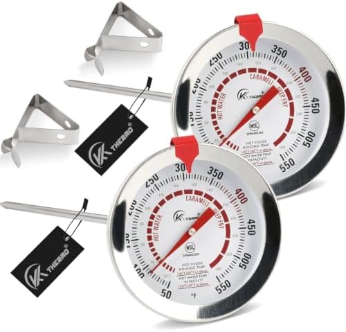 Candy Thermometer with Pot Clip Deep Fry Oil Thermometer 12-Inch Probe 2PC by Unknown