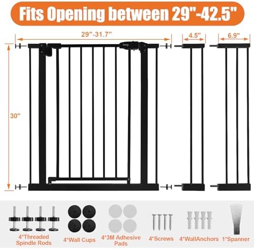 keny 29"-42.5" Baby Gate for Stairs, Auto Close Safety Dog Gate - Image 6