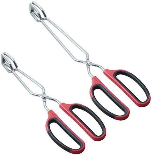 HINMAY Stainless Steel Scissor Tongs 10-Inch and 12-Inch Set, Set of 2 by HINMAY