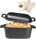 7QT Oval Dutch Oven for Sourdough Bread Baking, Pre-Seasoned Cast Iron Bread Pan with Lid, Even Heat Distribution for Homemade Bread by COWORM