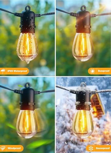 Brightown Outdoor String Lights, 50FT 15 Bulbs Shatterproof Patio Lights - Image 7