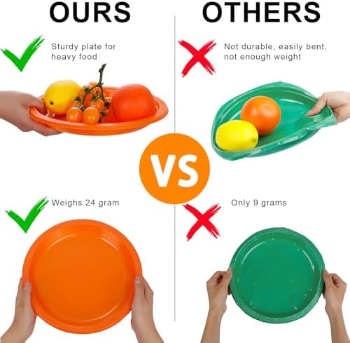 WELLIFE Orange Plastic Plates 10 Inch 50 Count Halloween Plates - Image 4