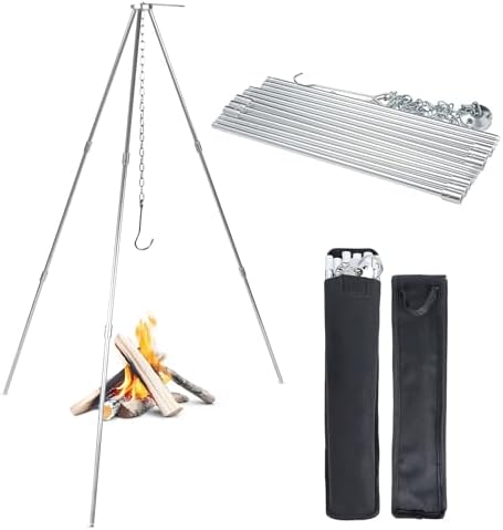 Tactiko 33" Stainless Steel Folding Camping Tripod for Cooking | Adjustable by TactikoSurvival