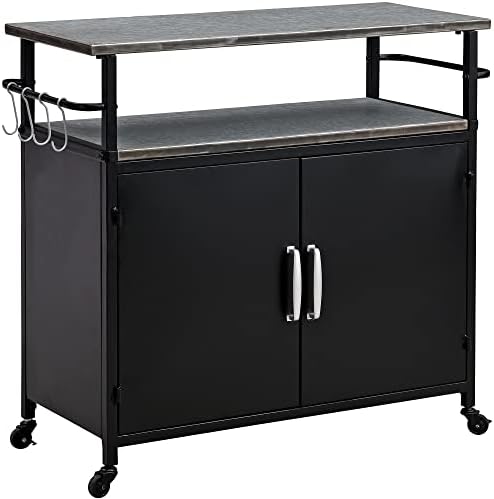 FirsTime & Co. New & Improved Black Davidson Outdoor Grilling Kitchen Cart Island, Portable Patio Table, Metal Food Prep Worktable, 31.5 in. x 35.25 in. - Image 2