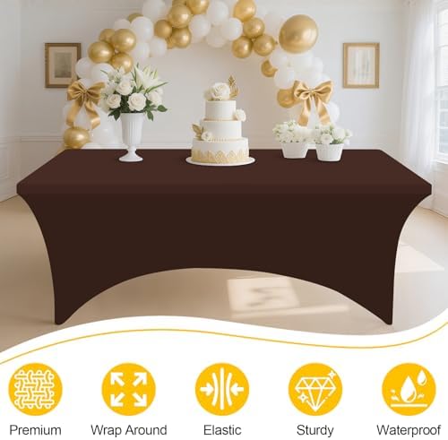 Smiry 2 Pack Spandex Table Cloth 5FT, Elastic Fitted Coffee Tablecloth - Image 2