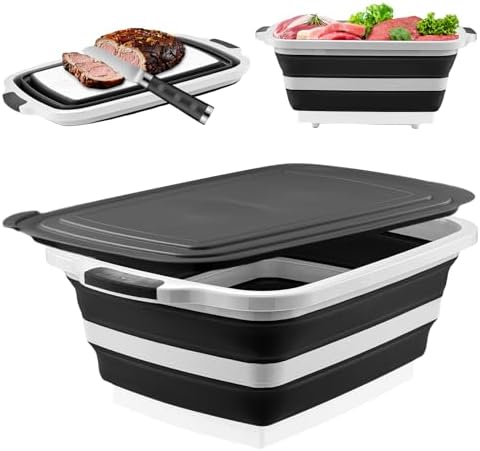 BBQ Prep Tub, 30L Black XX-Large Collapsible Sink for Marinade by CompanionforOutdoorsHome