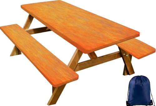 CAPSCEOLL Fitted Picnic Table Cover with Bench Covers 5ft - Burnt Orange by CAPSCEOLL