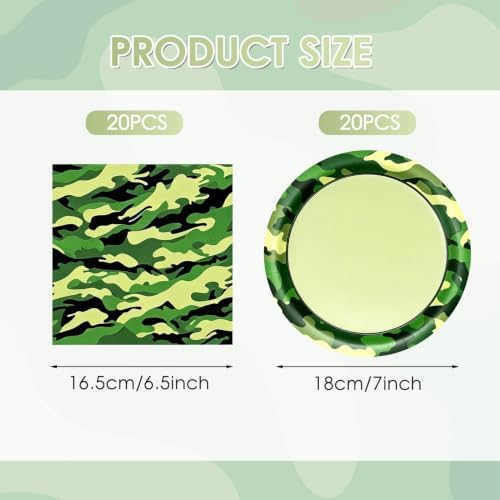 40PCS Hunting Camo Party Decorations Camo Paper Plates and Napkins - Image 2