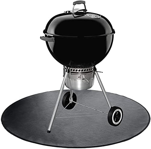 Round Ember Mat for Under Grill Fire Pit, Fire Pits Mat for Deck, Flame Retardant Heat Resistant BBQ Gas Grill Air Fryer Protective Mat for Patio Lawn Ground Outdoor Campsite Firepfoof Pad Black (24") by BOOFIRE