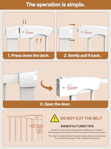 Baby Gate for Indoor Stairs & Doorways: Wide Expandable 27.9-46.8" Metal Safety Gate - Toddler Pets 30" Tall Dog Gate with Easy Install Pressure Mount Dual Lock & 2-Way Swing, White. - Image 4