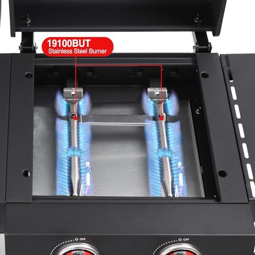 2-Burner Gas & Charcoal Combo Grill with Griddle, Black - Image 5
