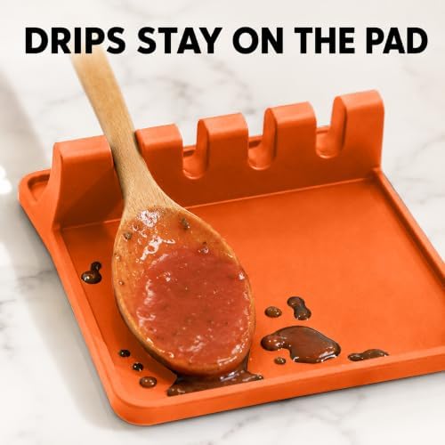 2 Pack Orange Silicone Spoon Rest for Stove Top, Spoon Holder for Stove - Image 4