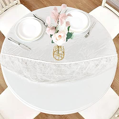 LUSHVIDA Round Tablecloth, Fitted Table Cloth for 57"-68" Tables, Clear by LUSHVIDA