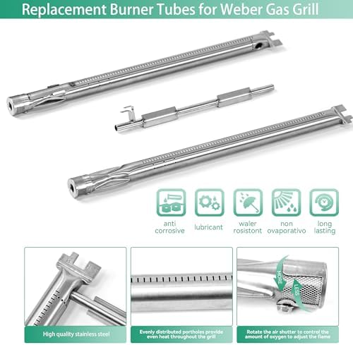 69785 Grill Burner Tubes & 7635 Flavorizer Bars for Weber Spirit I II 200 - Image 3