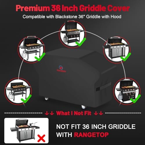 Comnova Griddle Cover for Blackstone 36 Inch Griddle with Hood - Heavy Duty Waterproof, 600D Flat Top Grill Cover for Blackstone Pro Series Griddle - Image 4