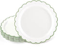 NatNarr 30 Pk Sage Green Plates 7" Scalloped Green White Dessert Cake Plate by NatNarr