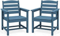 SERWALL Patio HDPE Dining Chairs Set of 2 with Arms, Navy by SERWALL