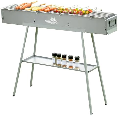 WILLBBQ Charcoal Grill, Portable BBQ Grill with Removable Stand & Shelf by WILLBBQ