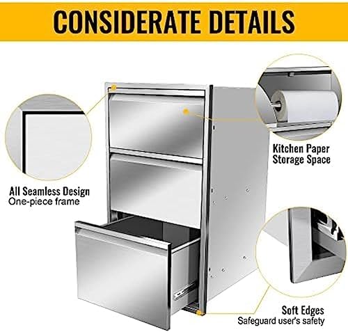 Flush Mount Stainless Steel Double Drawers with Recessed Handles for Outdoor Kitchens Or BBQ Island,-17W X 30H X 21D Inch - Image 6