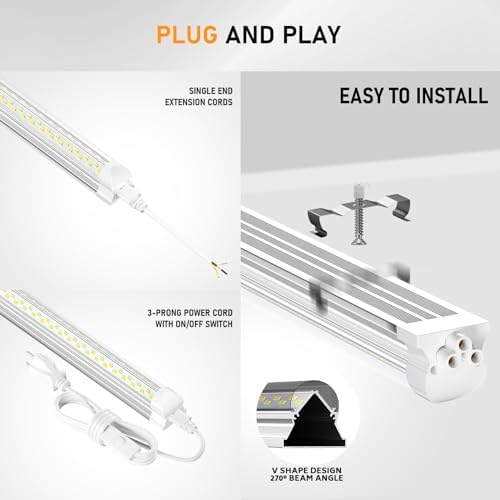 ONLYLUX 8ft LED Shop Light, 8' 100W 15000lm 6000K (12 Pack) - Image 4