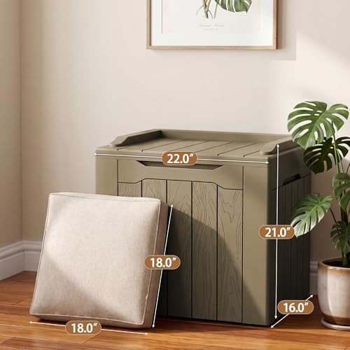 JUMMICO 31 Gallon Resin Deck Box Waterproof Outdoor Storage Boxes - Image 4