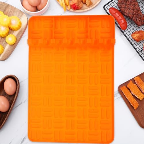 Orange Silicone Grill Tool Mat, Non-Slip Side Shelf Pad for Outdoor Cooking - Image 6