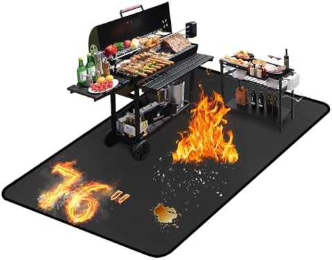 76 ×52 Inch Under Grill Mat for Outdoor Grill & Fireproof Grill Pad by Youlvy