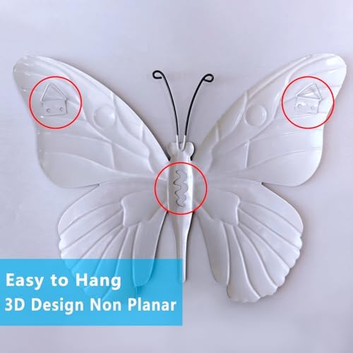 Daogtc Metal Butterfly Wall Decor - 9.6" Outdoor Fence Wall Art Decor, Hanging Decorations for Garden Yard Living Room Bedroom Patio Balcony(4 Pack) - Image 5