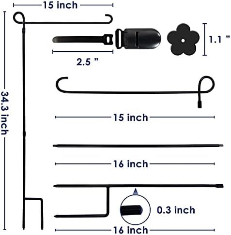 YEAHOME 3PC Garden Flag Holder Stand, Weather-Proof Yard Flag Pole Black Metal Powder-Coated Flagpole with Tiger Clip and Rubber Stopper for Garden Flags Outdoor Decorations - Image 5