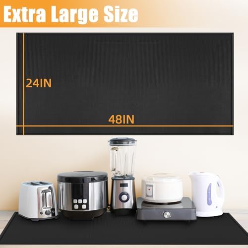 Heat Resistant Mats for Air Fryer on Countertop, 48 x 24in, Black - Image 3