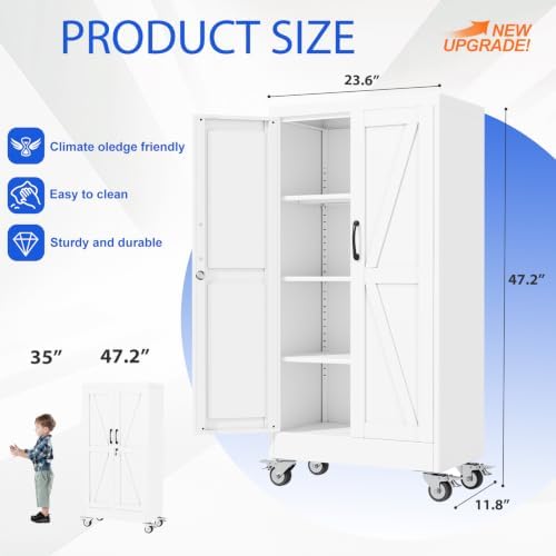 GAIOUS 47.2" Tall Metal Storage Cabinet with Lock and Wheels,Office Cabinet - Image 2