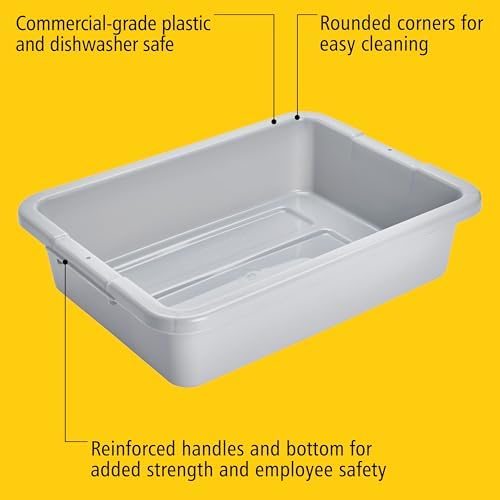 Rubbermaid Commercial Products Standard Bus/Utility Box 4.6-Gallon Gray Plastic Heavy Duty Restaurant Wash Basin/Dish Washing Tub for Kitchen Organization/Storage - Image 3