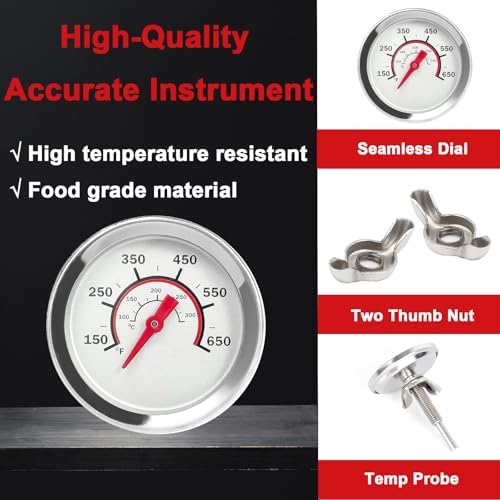 DELSbbq 1.8" Lid Thermometer for Charbroil Grills G432-8L00-W1 Replacement - Image 3