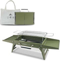 Charmline 14 x 9 inches Small Portable Charcoal BBQ Grill, Foldable Compact Camping Barbecue for 1–3 People, Ideal for Camping, Tailgating, Beach, Picnic & Tabletop Use, Green by Charmline