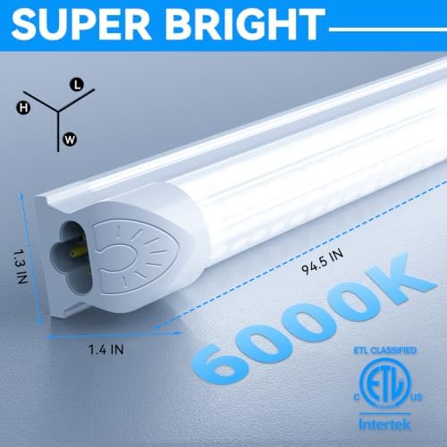 SHOPLED (20 Pack) 8FT LED Shop Light, 90W High Output 11700LM D-Shape - Image 6