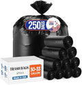 Delxo 30-33 Gallon Trash Bags, 250 Count Bulk Value Black Large Garbage Bag by Delxo