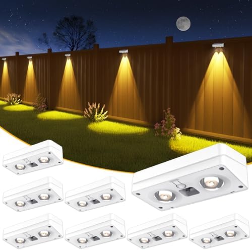 JOFIOS Solar Fence Lights 8 Pack, 50 Lumens Outdoor Fence Solar Lights with 12 Modes RGB Color Glow LED Solar Lights Outdoor Waterproof for Patio, Backyard, Deck, Fence, Railing. （White Shell） by JOFIOS