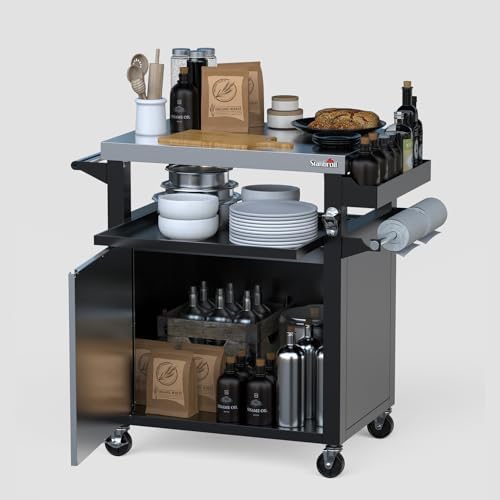 Stanbroil Rolling Grill Table Cart with Stainless Steel Cabinet & Tabletop - Image 5
