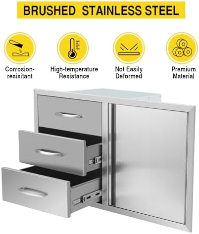 Outdoor Kitchen Drawer Combo, BBQ Access Trash Drawer Combo With Stainless Steel, Outdoor Kitchen Trash Drawer For BBQ Island, Grilling Station, Outside Cabinet,G3 - Image 5