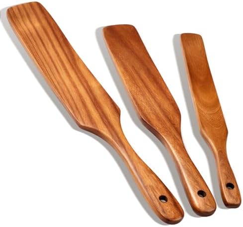 3 Pack Skinny Wooden Spurtle Set for Sourdough Starter Kit Accessories by Ayiaren