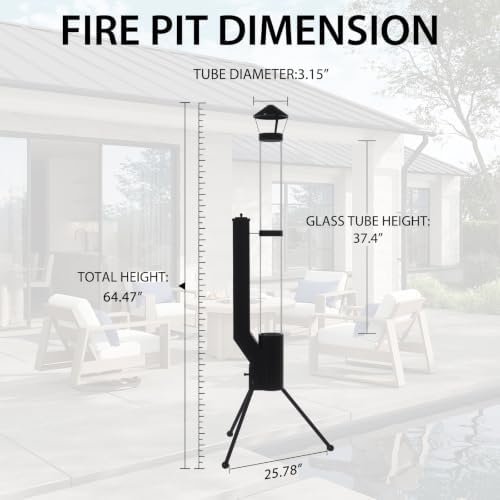 64" Pellet Stove, Outdoor Wood Pellet Patio Heater with Glass Tube - Image 2