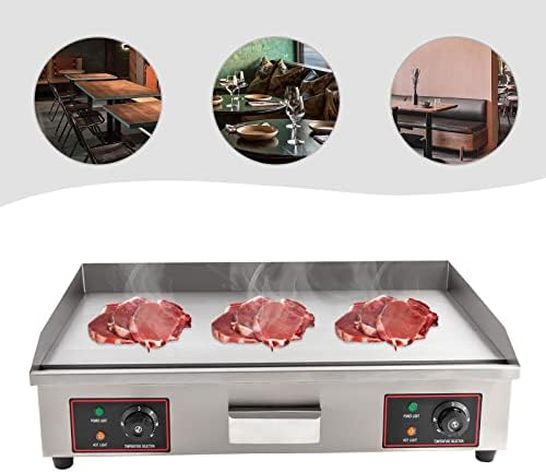 30-Inch Electric Grill Commercial Electric Grill Nonstick Electric Grill Plate Teppanyaki Flat Top Grill Stainless Steel Adjustable Temperature Control 122°F-572°F 3000 W - Image 4