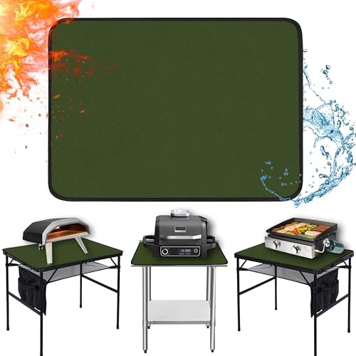 Heat Resistant Mats for Countertop fits Tabletop Grill, 31x24x0.04in, Green by Amerbro