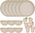 Plastic Dinnerware Sets for 6 People 18pcs Camping Plates and Bowls Set by CSYY