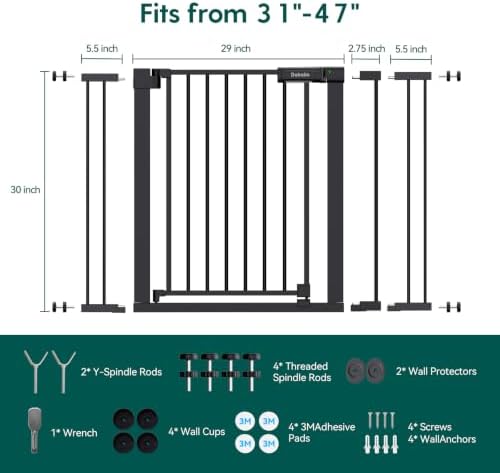 Babelio 31-46" Baby Gate for Stairs, PressGuard Pet Gate with Wide Door - Image 6