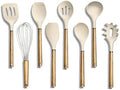 Country Kitchen Non Stick Silicone Utensil Set with Rounded Wood Handles for Cooking and Baking, 8 Piece Set, Khaki by CountryKitchen