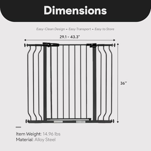 BalanceFrom 29.1-43.3" Easy Walk-Thru Baby and Pet Safety Gate with Hold-Open and Auto-Close – Adjustable Steel Barrier for Stairs, Doorways, and Hallways, No Drilling Installation - Image 4
