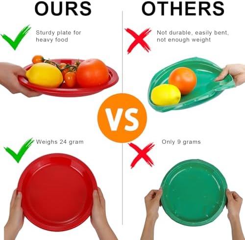 WELLIFE Red Plastic Plates 10 Inch 50 Count - Image 3